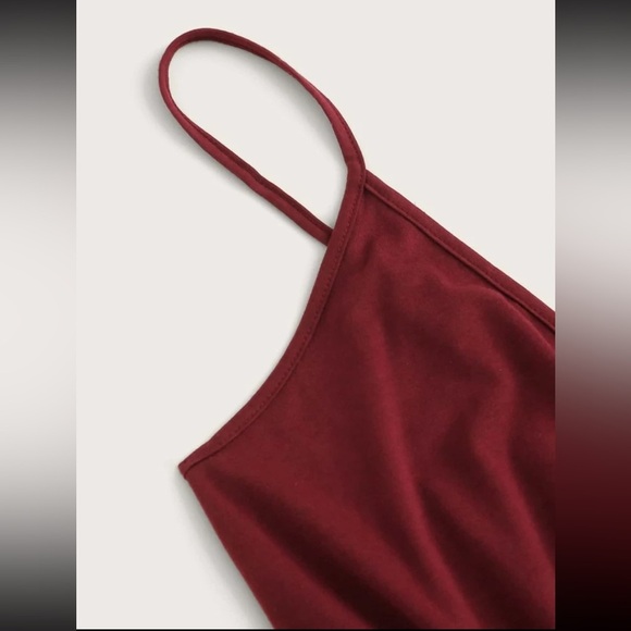 SHEIN Romper with Straps- Burgundy Red - Picture 4 of 7